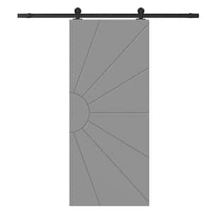 36 in. x 80 in. Light Gray Stained Composite MDF Paneled Interior Sliding Barn Door with Hardware Kit