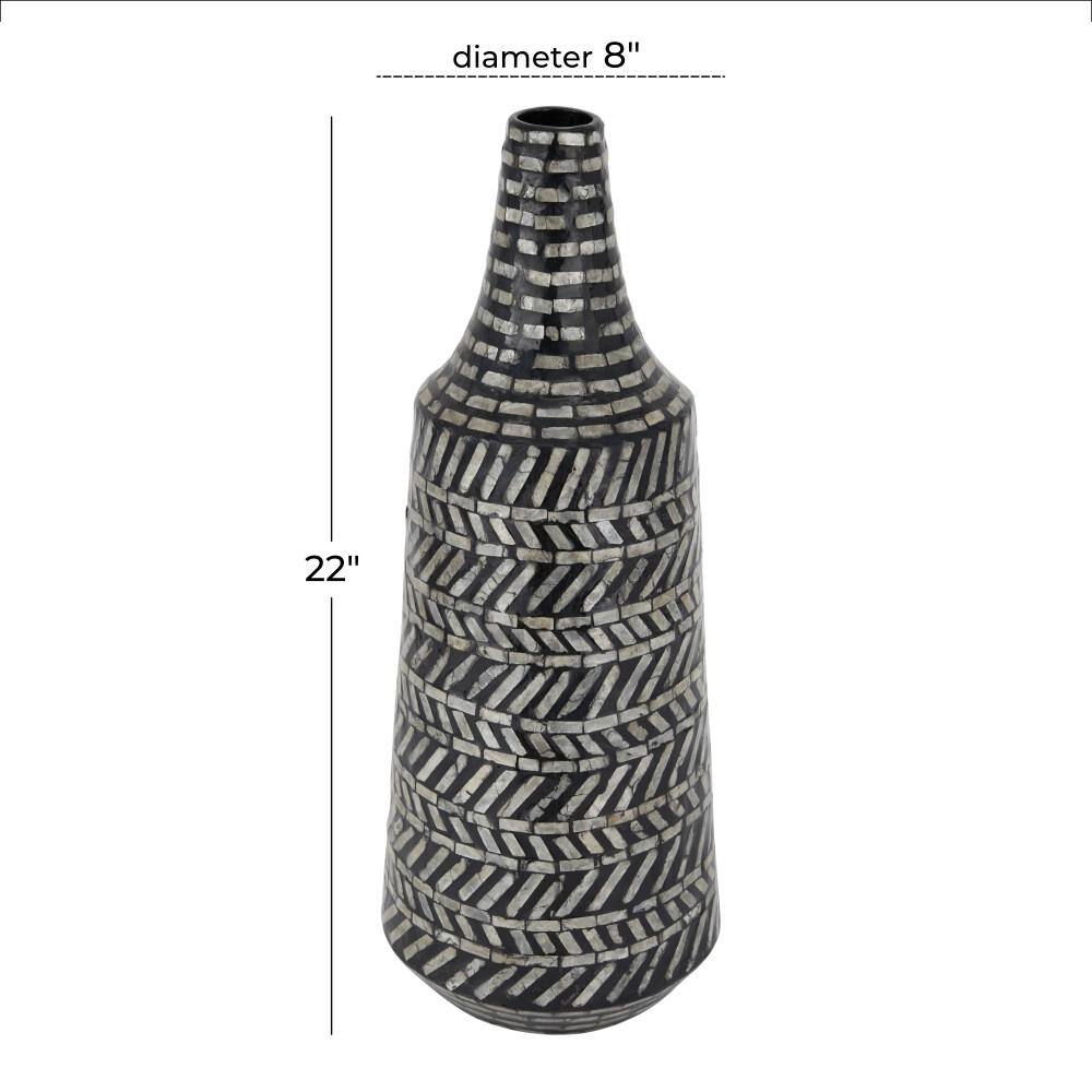 Modern Black and White Mother of Pearl Bud Vase