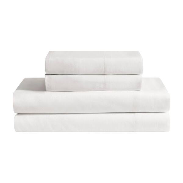 The Sheet Lab Cloud Embrace 4-Piece White Solid Color Sateen Cotton ...