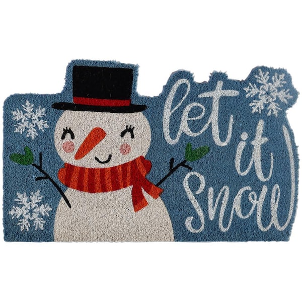 Vinyl Back Multi Colored Let It Snow 30 in. x 18 in. Coir Door Mat