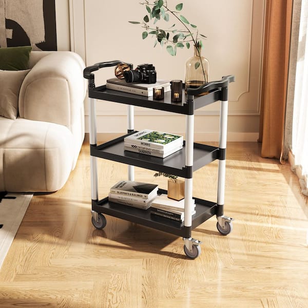 SKYSHALO Utility Cart, 300 lbs. Capacity, 2-Tier Utility Plastic