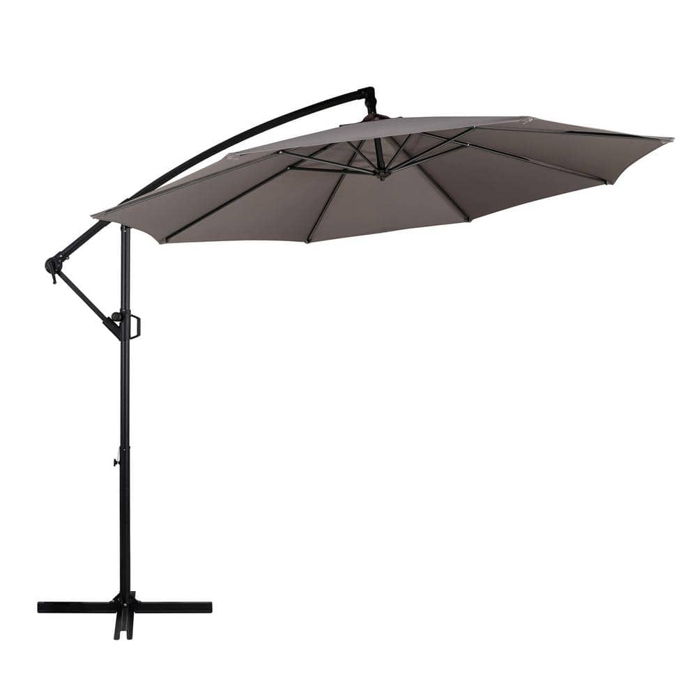 7.5 ft. Steel Cantilever Tilt Patio Umbrella in Dark Gray