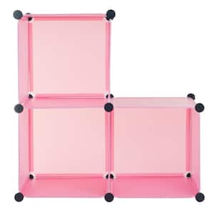 42 in. H x 14 in. W x 14 in. D Pink Plastic 3-Cube Organizer