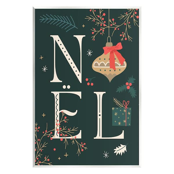 Stupell Industries Noel with Holiday Ornament by Lil' Rue 1-Piece Unframed Graphic Print Nature Poster Art Print 15 in. x 10 in.