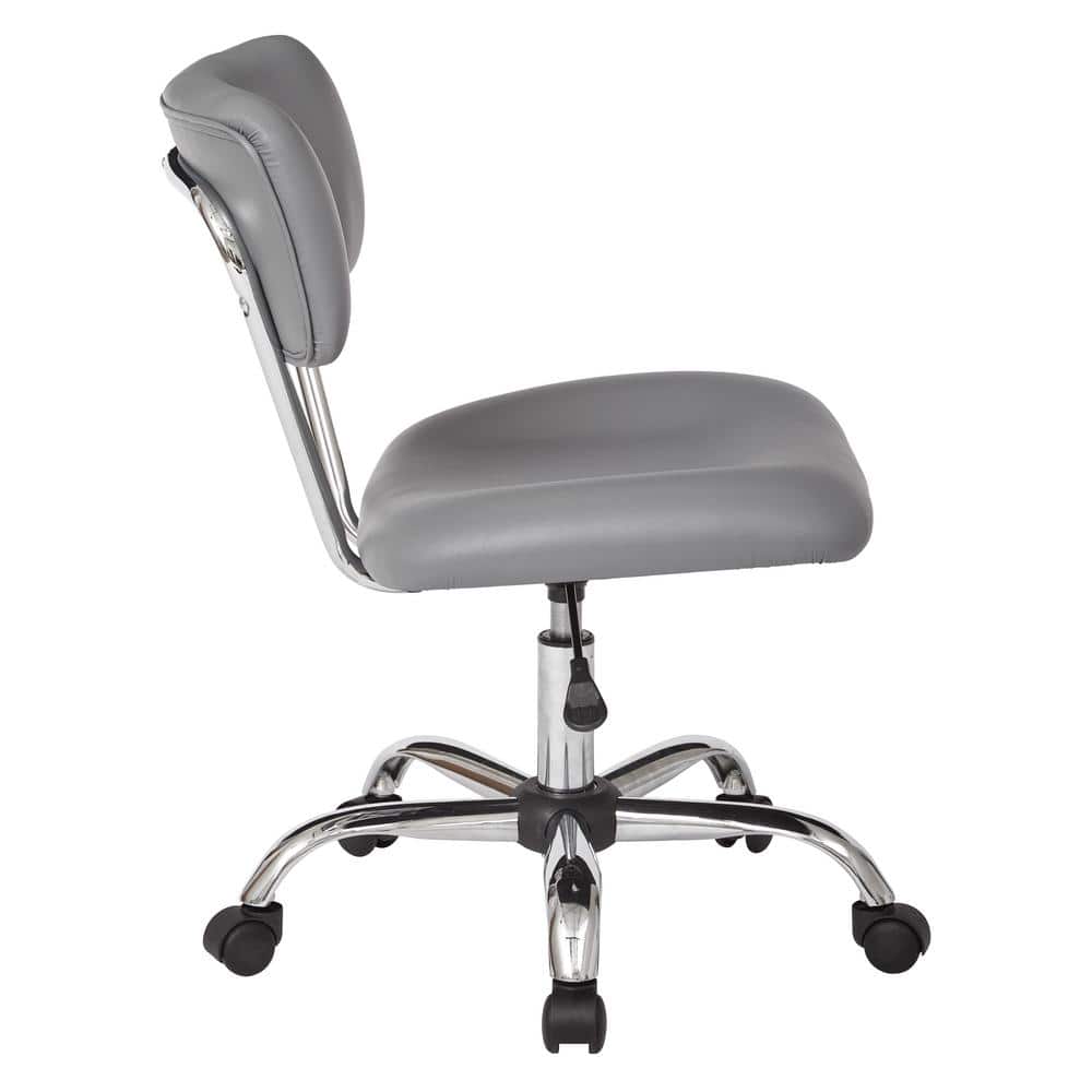 Vista Swivel Low-Back Task Chair in Gray Faux Leather