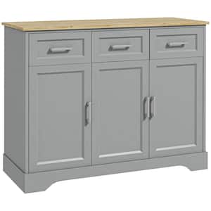 39.75 in. W x 15.25 in. D x 32.25 in. H Gray Linen Cabinet Sideboard with 3 Storage Drawers and Adjustable Shelf
