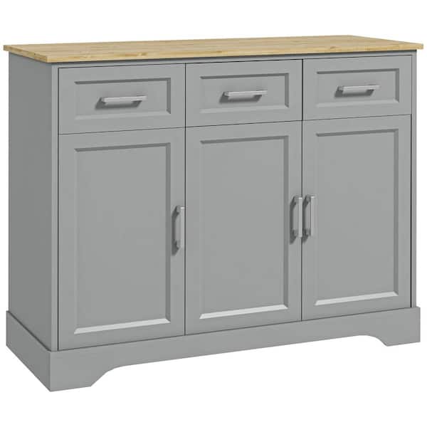 Unbranded 39.75 in. W x 15.25 in. D x 32.25 in. H Gray Linen Cabinet Sideboard with 3 Storage Drawers and Adjustable Shelf