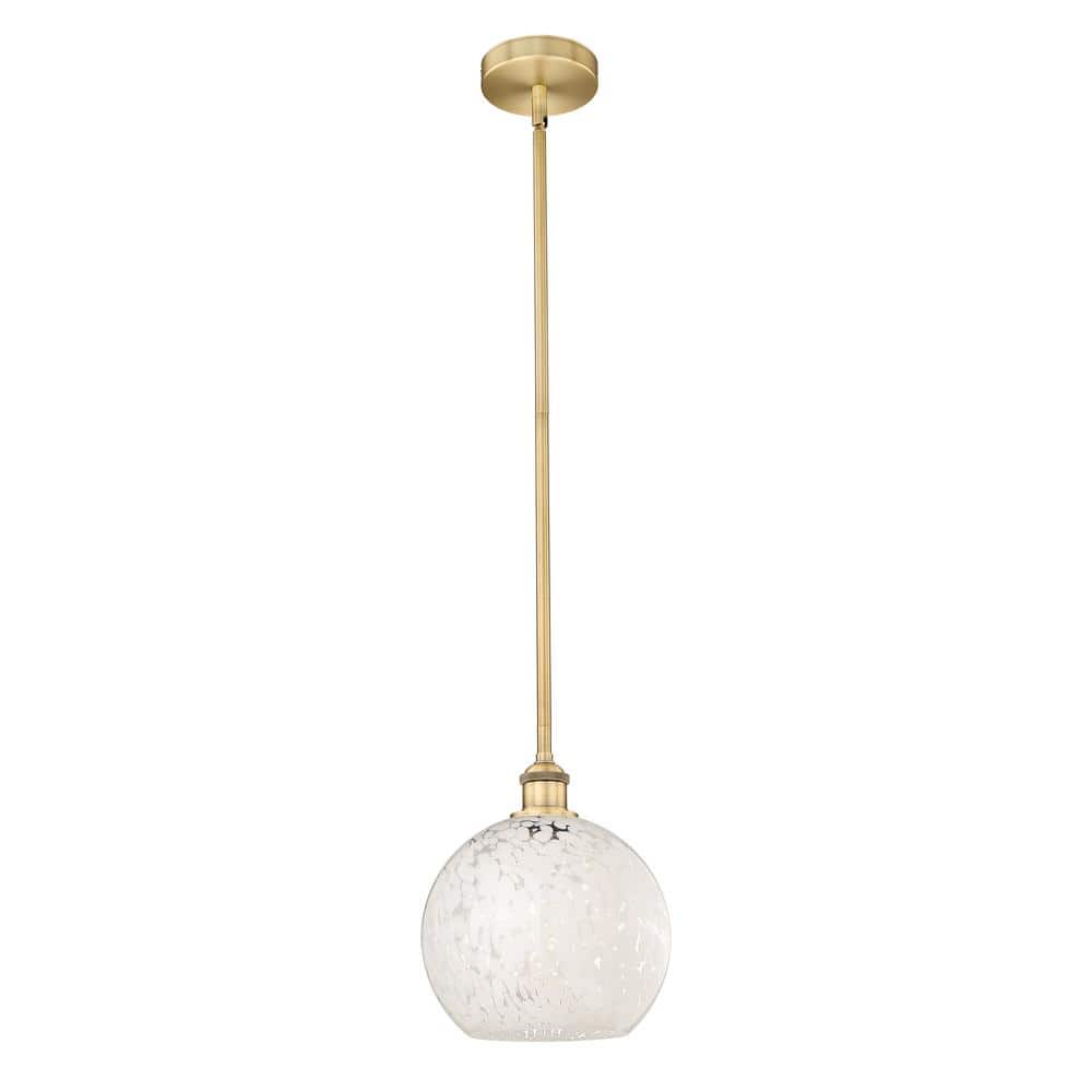 White Mouchette 100-Watt 1-Light Brushed Brass Shaded Mini Pendant Light with Painted Glass Shade price history on PriceWatchPro