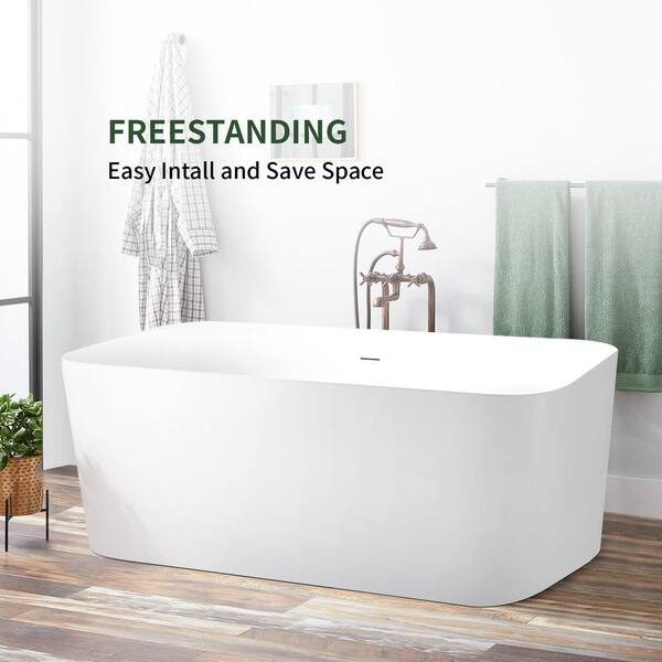 Mokleba 59 in. x 29 in. Acrylic Flat Bottom Rectangular Soaking