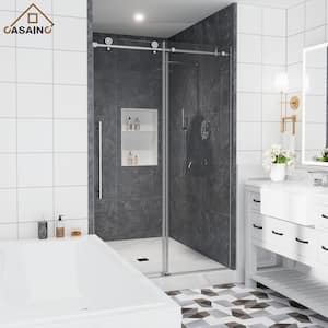 44-48 in. W x 76 in. H Sliding Frameless Shower Door in Chrome Finish with Clear Glass