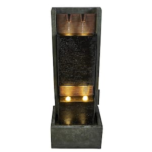 40 in. H Rectangular Freestanding Fountain with 6 Warm White LEDS