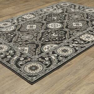 Rayder Black/Gray 10 ft. x 13 ft. Oriental Persian Trefoil Polypropylene/Polyester Indoor Area Rug