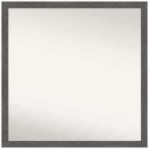 Pinstripe Plank Grey Thin 28 in. W x 28 in. H Square Non-Beveled Framed Wall Mirror in Gray