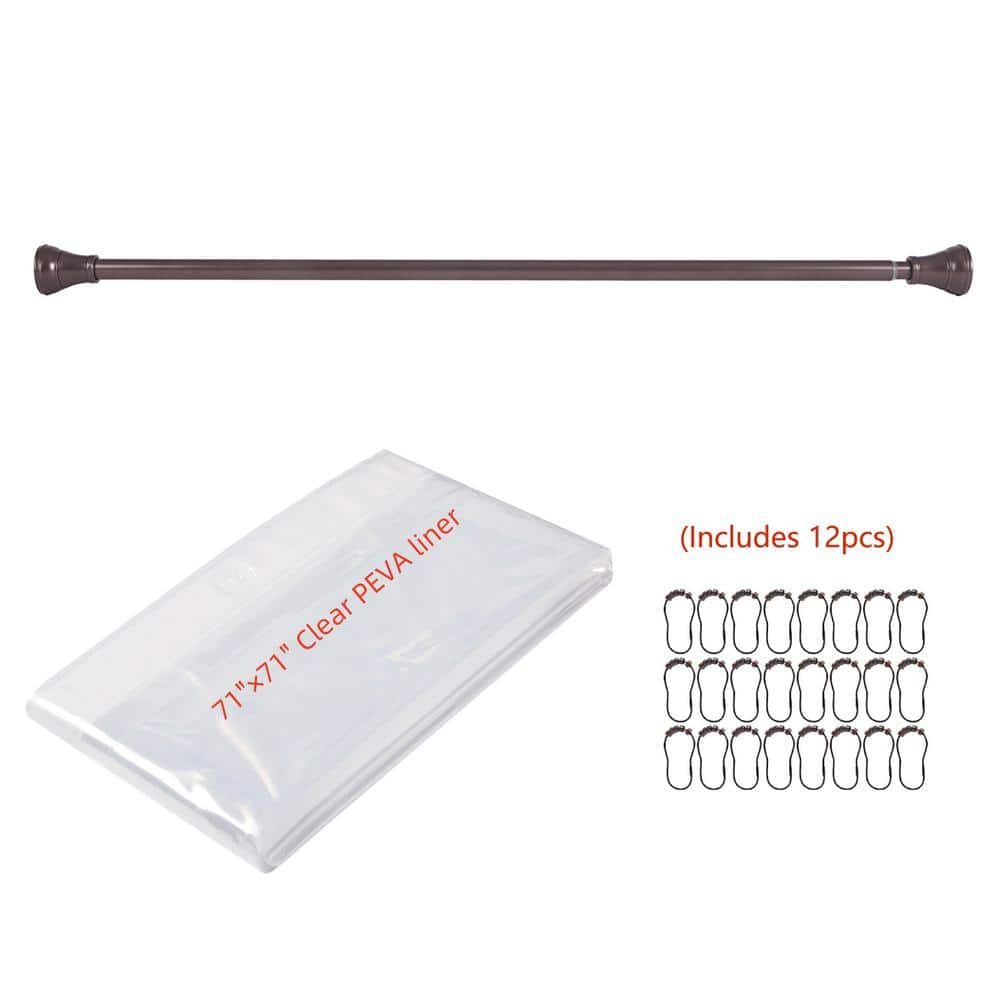 Adjustable 72 in. Shower Curtain Tension Rod - Rustproof Alu with Shower Liner and Hooks, No Drill, Bronze price history on PriceWatchPro