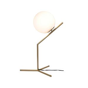Mid Century 22 in. Satin Brass Table Lamp with Glass Globe