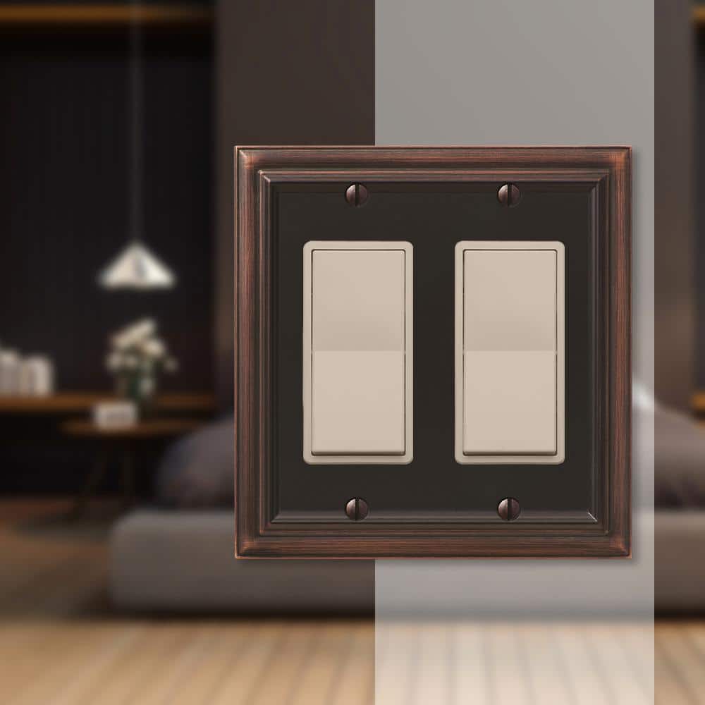 Aged Bronze Double Rocker Cast Metal Wallplate