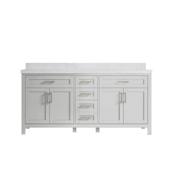 Willow Collections Cambridge 72 in. W x 22 in. D x 36 in. H Double Sink Bath Vanity in Gray with 2 in. Empira Quartz Top