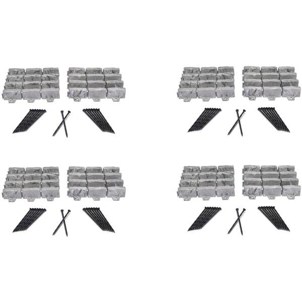 10 ft. L x 2.7 in. H Decorative Faux Stone Dark Gray Plastic No-Dig Landscape Edging Kit-4 Pack