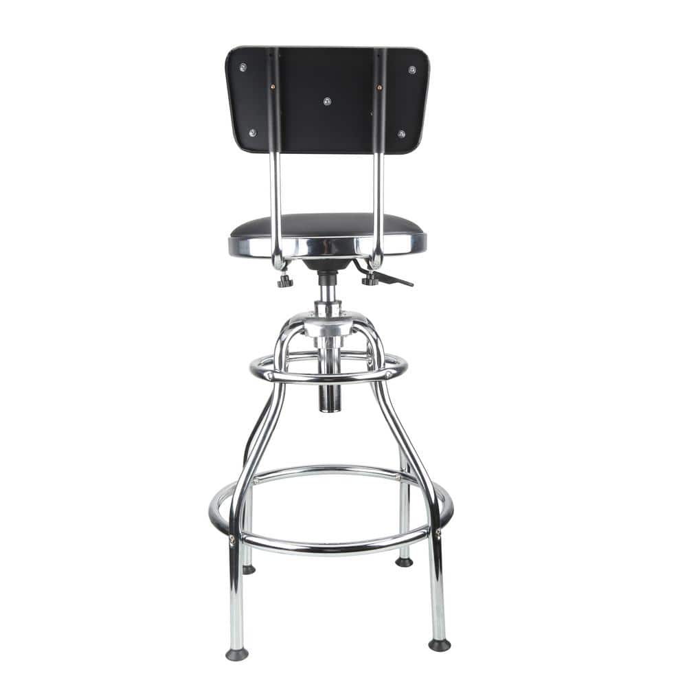Black Adjustable Hydraulic Steel Work Stool with Vinyl Seat