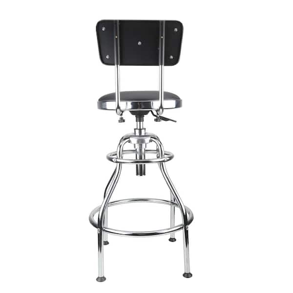 Work Shop Stool Bench Hydraulic Chair Bar Garage Adjustable Height+Back+Footrest