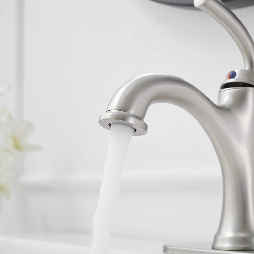Nickel Single Handle Modern Bathroom Faucet with Deck Plate