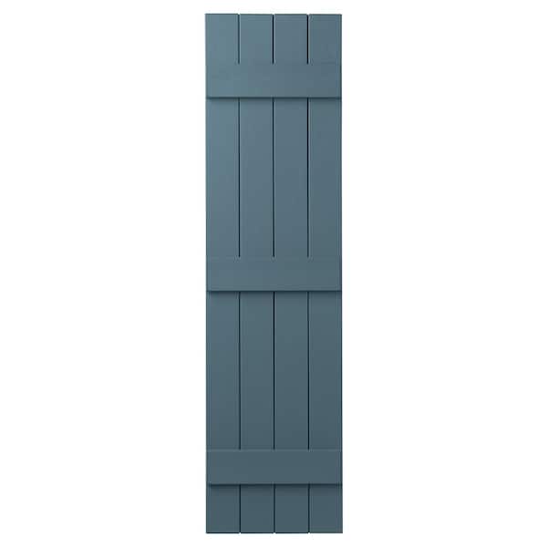 Ply Gem 15 in. x 55 in. Polypropylene 4-Board Closed Board and Batten Shutters Pair in Coastal Blue