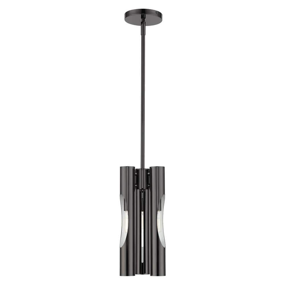 Acra Minimalist 3-Light Black Chrome Pendant Chandelier