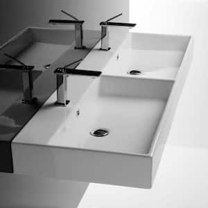 Unlimited 140 Wall Mount/Vessel Bathroom Sink in Glossy White with 1-Faucet Hole