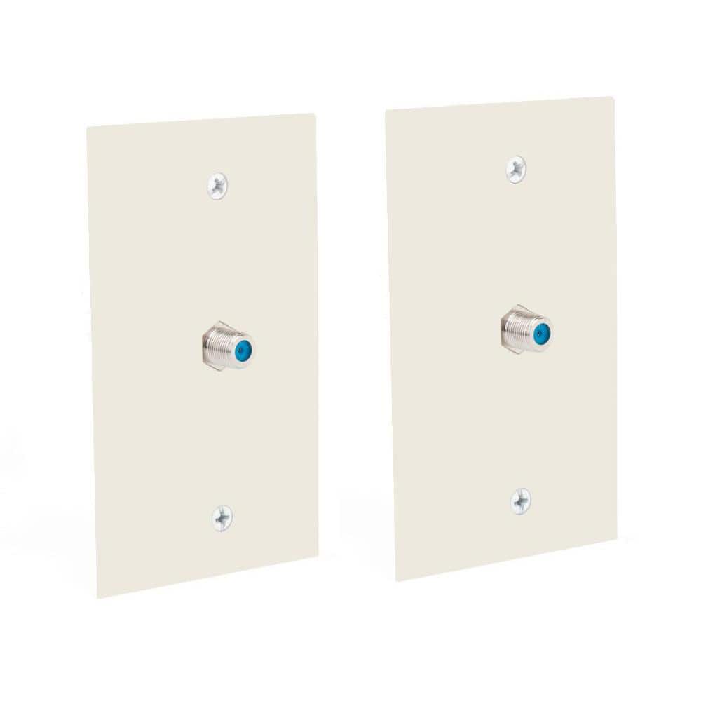 1 Gang Coaxial Cable Wall Plate, Light Almond (2-Pack)
