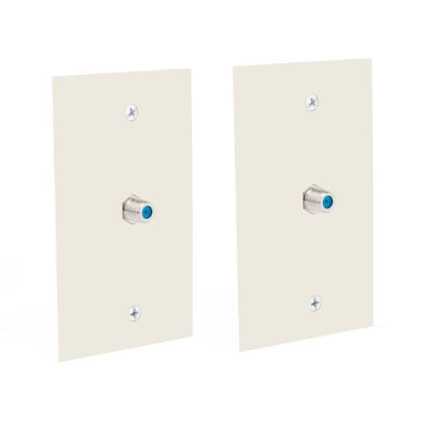 Commercial Electric 1 Gang Coaxial Cable Wall Plate, Light Almond (2-Pack)