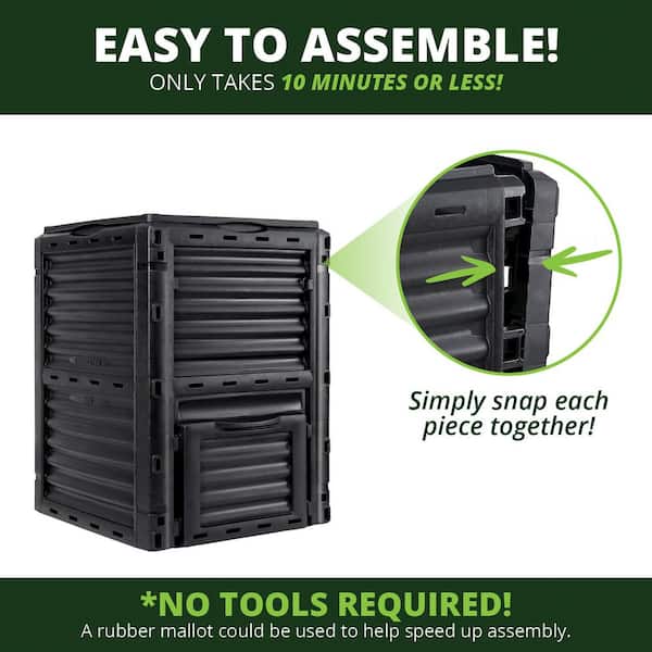Single Bin Composter By Gardener’s Supply – Galvanized Steel, 36x25x31 Inches, Outdoor Garden Compost System With Door & Lid