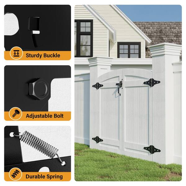 WINSOON Black Post Latch Gate Set Heavy-Duty Gate Hardware Kit
