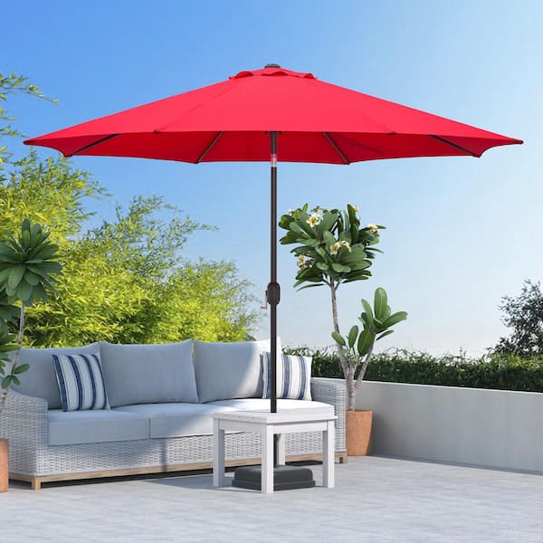 Maypex 10 ft. Steel Crank and Tilt Market Patio Umbrella in Red