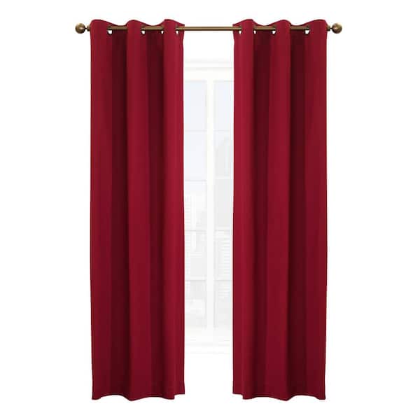 Weathermate Grommet Burgundy Cotton Smooth 40 in. W x 95 in. L Grommet Indoor Room Darkening Curtain (Double Panels)