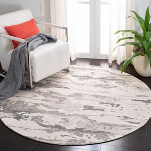 Abstract Charcoal/Ivory 8 ft. x 8 ft. Abstract Sky Round Area Rug