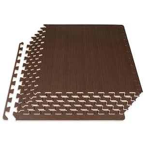 Wood Grain Puzzle Mat Dark Walnut 24 in. x 24 in. x 0.5 in. EVA Foam Interlocking Floor Tiles (24 sq. ft.) (6-Pack)