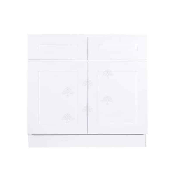 Lancaster White Plywood Shaker Stock Assembled Base Kitchen Cabinet 36 in. W x 34.5 in. H x 24 in. D