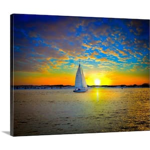 30 in. x 24 in. "Destin Sunset Sailing East Pass-Sailboat" by Eszra Tanner Canvas Wall Art