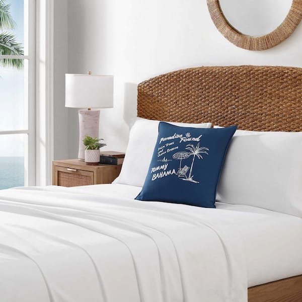 Paradise Found 1-Piece 20 x 20 Indigo Blue Cotton Decorative Pillow