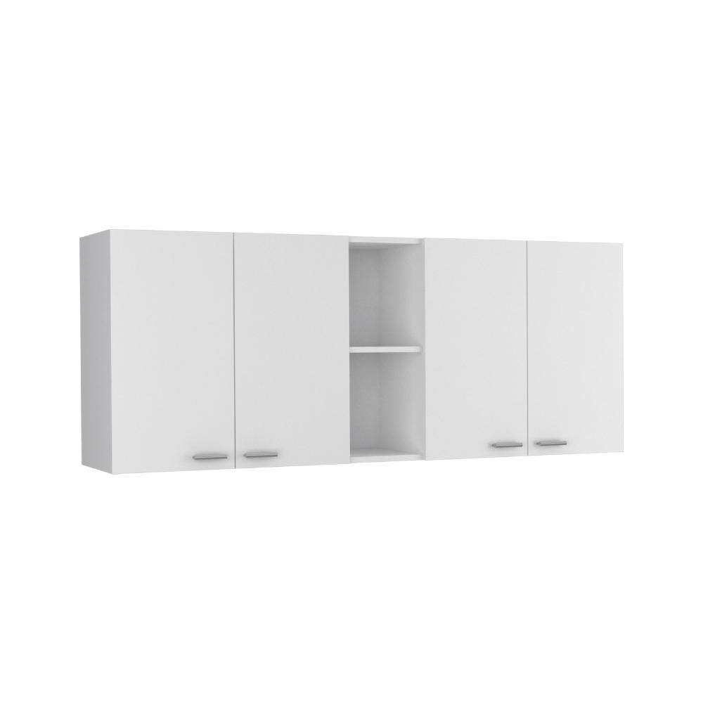 White Wall Cabinet Wengue Double Door, Kitchen Storage with Dish Rack & Open Shelves price history on PriceWatchPro