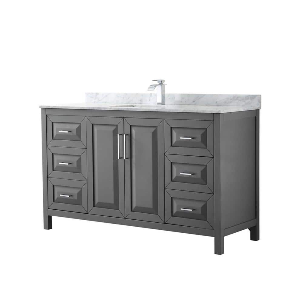 Daria 60 in. Single Bathroom Vanity in Dark Gray with Marble Vanity Top in Carrara White with White Basin price history on PriceWatchPro