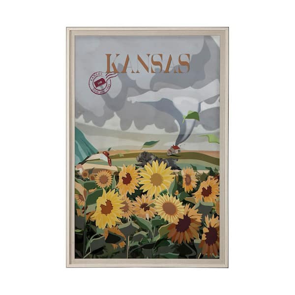 Kansas Go Series Brown Framed Wall Art 61.5 in. x 41.5 in.