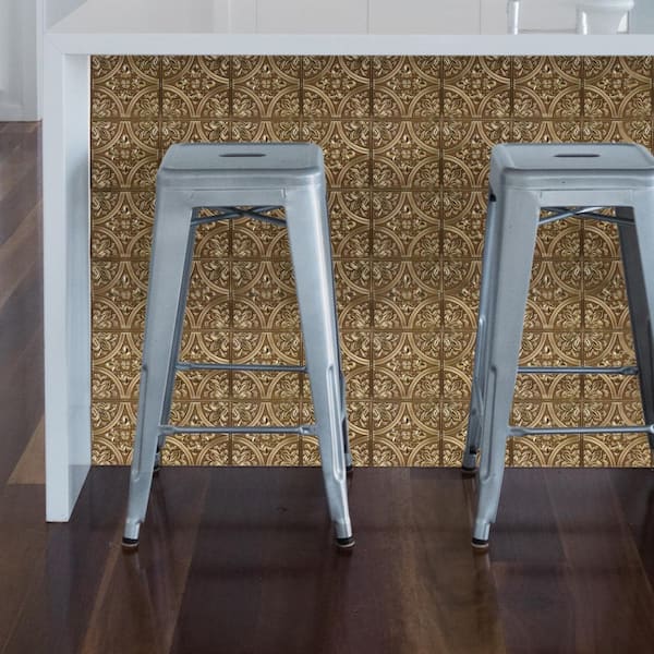 Chelsea Bronze Faux Metallic Tile Wall Decals