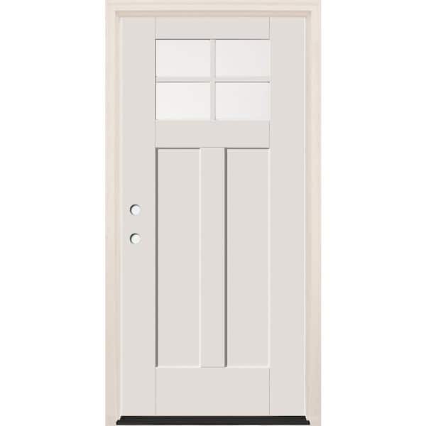 Builders Choice 36 in. x 80 in. Right-Hand 4-Lite Clear Glass Alpine Painted Fiberglass Prehung Front Door with 6-9/16 in. Frame