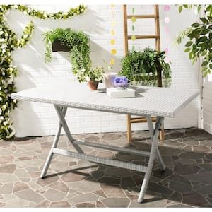 Dilettie Grey Rectangle Folding Rattan Outdoor Dining Table