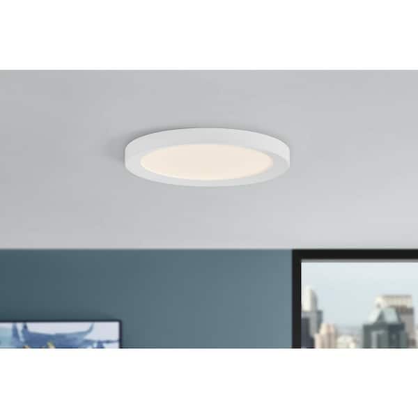 Home Decorators Collection Calloway 19 in. Matte White Integrated LED 5CCT Flush Mount