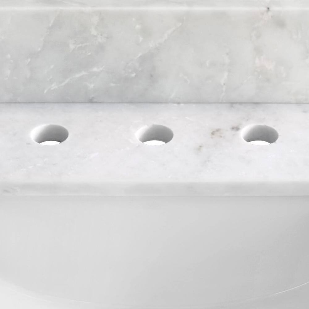 61" White Marble Double Sink Undermount Vanity Top