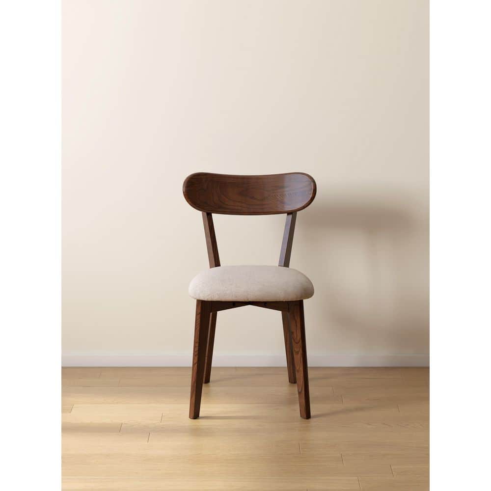 Fenora Modern Walnut Finish Solid Wood and Fog Gray Fabric Upholstery Dining Side Chair with Curved Back price history on PriceWatchPro