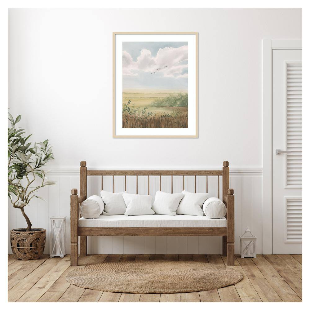 Clear Day Meadow II 33"x41" Brown Wood Framed Wall Art
