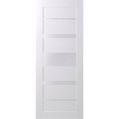 24 in. x 80 in. Kina Bianco Noble Finished Frosted Glass 5 Lite Solid Core Wood Composite Interior Door Slab No Bore